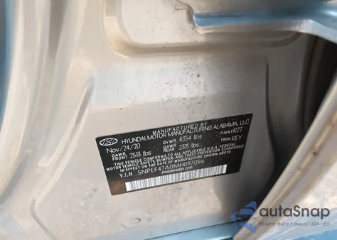 2021 Hyundai Sonata Sel из США, поврежденный, VIN 5NPEF4JA0MH097096